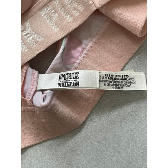 Women's PINK Victoria's Secret XS Pink Peach Print Ultimate Sports Bra - Picture 4 of 4